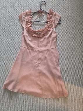 TULAROSA Peach Ruffle Neck Sleeveless Dress